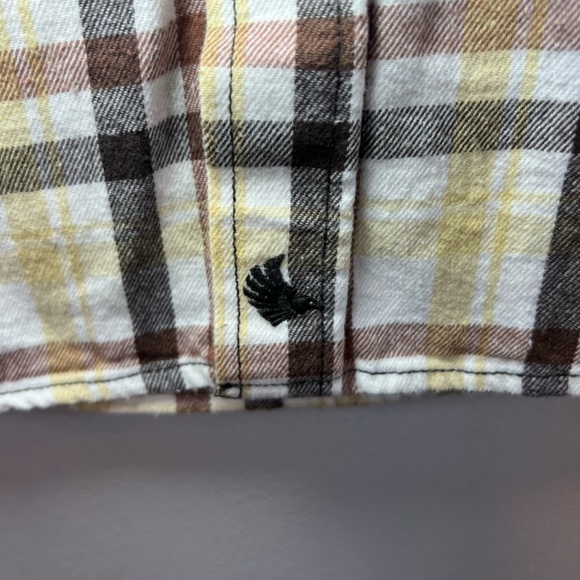 Cody James Boys Plaid Flannel Pearl Snap Shirt Beige Brown Western Pockets Large - Picture 11 of 15